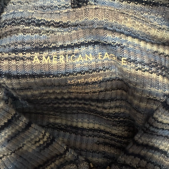 American Eagle Outfitters Blue Striped Knit Hoodie & Crop Tank Set - Picture 4 of 7